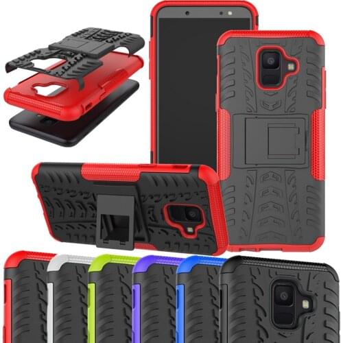 For Samsung Galaxy A6 2018 A600 A600F Tire Pattern Dual Layer Armor Case Shockproof Kickstand Cover For Samsung Galaxy A6 2018