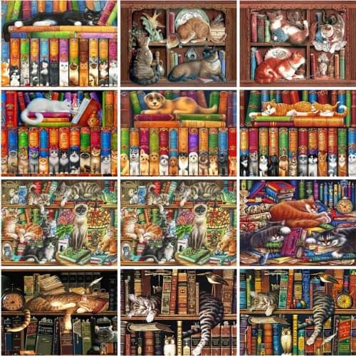 EverShine Diamond Embroidery Cat Mosaic Kits Diamond Painting Animal Picture Rhinestones Book Cross Stitch Needlework Handicraft