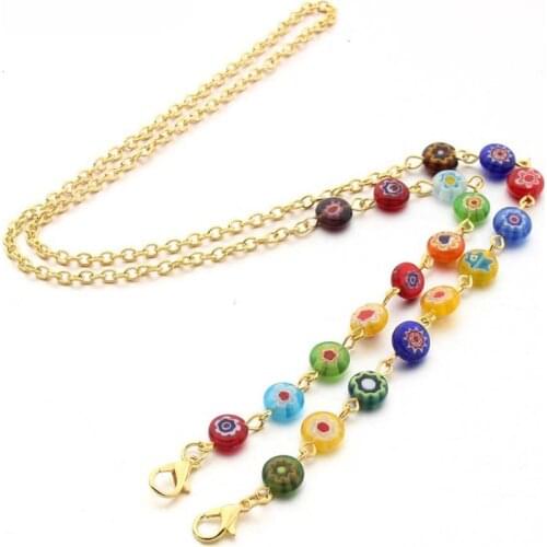 HUANZHI 2020 NEW Anti-Dropping Anti-Lost Hanging Chain Glass Flower Beads Glasses Chain Mask Chain Neck Chain for Women Jewelry