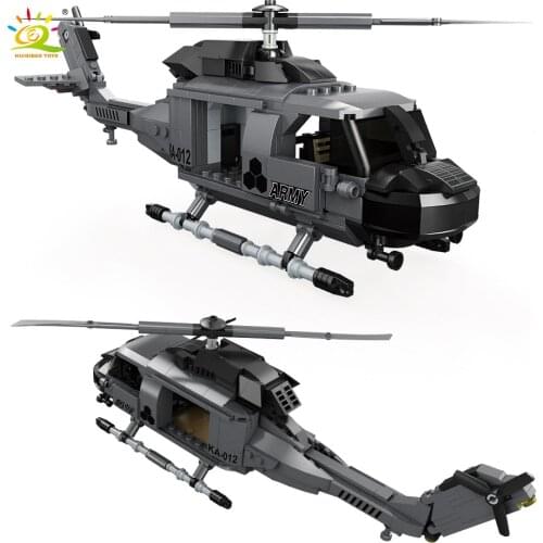 HUIQIBAO 425Pcs City Card Helicopter DIY Model Building Blocks Boys Navy Soldiers Transport Weapons Plane Bricks Toys Children