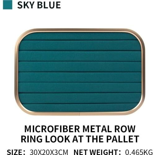 Exquisite Ring Earring Organizer Jewelry Display Trays Meatal Microfiber Gold Edge For Femal Pendent Jewellery Showcase 8 Colors