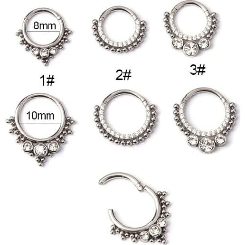 1Pc Steel Zircon Hinged Segment Nose Ring 16g Hoop Ear Cartilage Tragus Helix Lip Piercing Unisex Fashion Jewelry