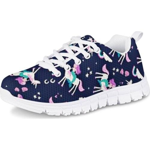 HYCOOL Girl Shoes Flats Lovely Shell Mermaid Unicorn Pattern Teen Kids Breathable Sport Sneakers Children Spring Autumn Footwear