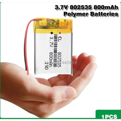 800mAh 3.7V 802535 Lithium Polymer Li-Po Rechargeable Battery For bluetooth speaker MP5 GPS DVD PDA PDA LED Light Li-ion Cell