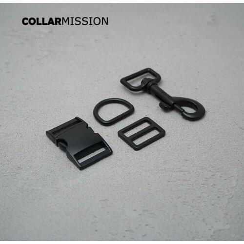 Metal buckle+Tri-Glid+D ring+metal dog clasp/set)Retailing 25mm for dog collar leash set harness high quality DIY parts black