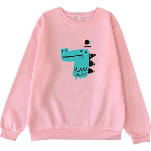 Unisex Fashionable All-Match Sweatshirt Cute Dinosaur Print Casual Simplicity Printing Long Sleeve Sweatshirt Pullover Tops