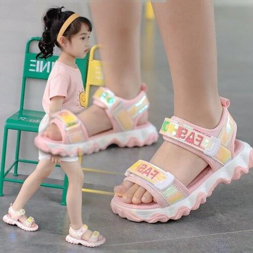2021New Kids Summer Fashion Soft-soled Wave Sandals Little Girls Baby Shoes Children Beach Shoes Girls Sandals