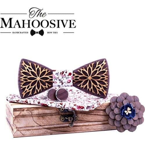 New Design 100% Wood Men Tie Classic Business Neck Wooden bow Tie For Men Suit For Wedding Party Necktie Factory Sale