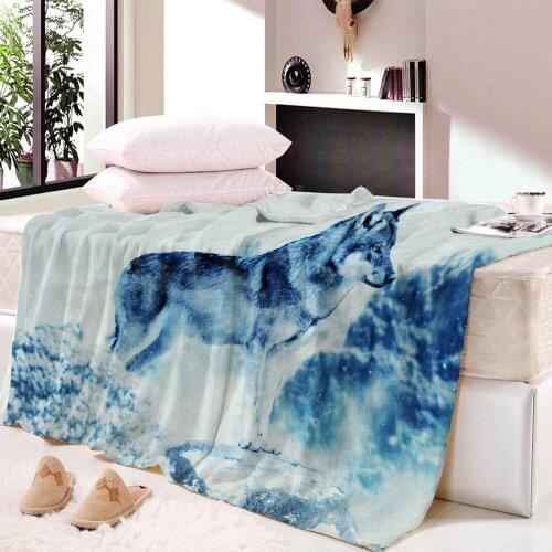 Snow Wolf Blankets Cloak Thick Warm Blankets for Adult Children Washable Warm Bed Velet Fleece Throw Blankets