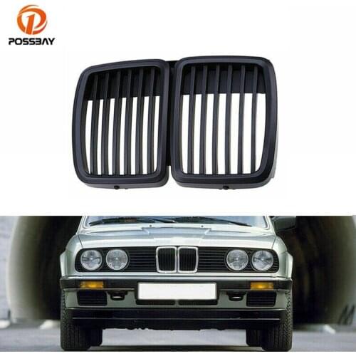 POSSBAY Car Front Center Kidney Grille Matte Black Racing Grilles Car Styling for BMW 3-Series E30 Sedan 320is/323i 1983-1991