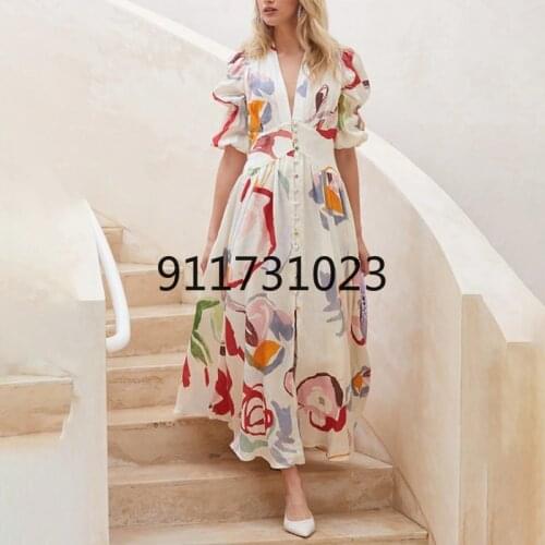 3XL Plus Size Women Dresses African Print Floral Boho Long Dress Chiffon Summer Clothes Kaftan Gown Robe Femme Africaine 2021