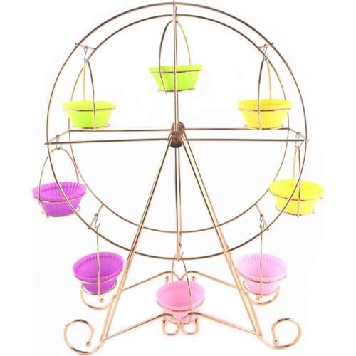 Rose Gold Ferris Wheel Snack Rack Party Rotatable Pastry Cupcake Holder 8 Cups Silver Cake Christmas Decoration Bar Restaurant