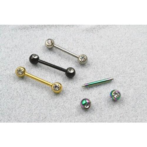 LOT50pcs Surgical Steel Tongue Ring Bar Nipple Barbells Body Piercing 14G~1.6mmx14mmx5/5mm NEW Arrived