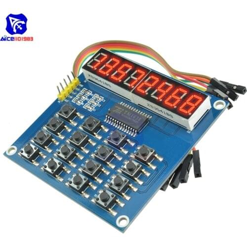 TM1638 8-Bit LED Digit Tube Display Module 16 Keys Keyboard Switch Button Module for Arduino with 4 Pin Dupont Wire