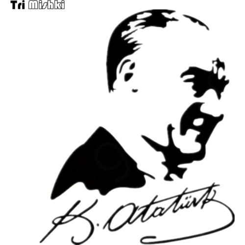 Tri Mishki HZX065# 18.1*15cm car sticker mustafa kemal ataturk and signature Vinyl Decals Motorcycle Accessories sticker