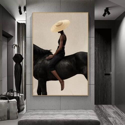 Woman With Cap Horse Home Decor Canvas Painting Wall Art Pictures for Living Room Portrait Posters And Prints Indoor Decorations