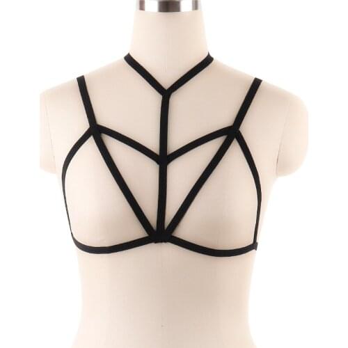 Women Chest Bondage Harness Sexy Lingerie Hollow Elastic Body Bandage Bra Fetish Goth Crop Tops Cage Plus Size Punk Garter Belts