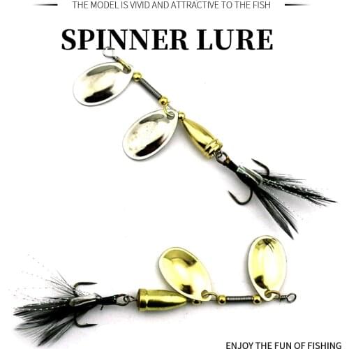 1pcs 8.8cm 10.7g Fishing Spoon Lures Sequins Fishing Tackle feather Fishing Tackle Metal Spinnerbait