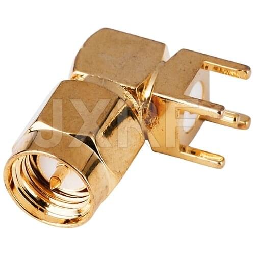 Factory sales 10PCS SMA Male Plug right angle Center Solder for PCB Mount RF Connectors SMA Plug Receptacle Solder free shipping