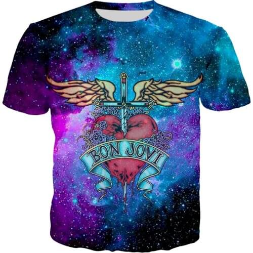 2019 Summer Fashion T shirt Unisex 3d Print Bonjovi Stary Sky Tee shirt Short Sleeve T-shirts Tees Tops XS-7XL dropshipping