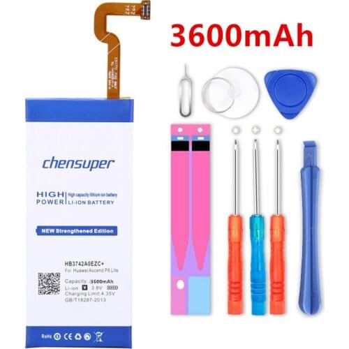 2pcs/chensuper 0 Cycle HB3742A0EZC+ 3600mAh Battery for Huawei Ascend P8 Lite Replacement Batteries Bateria