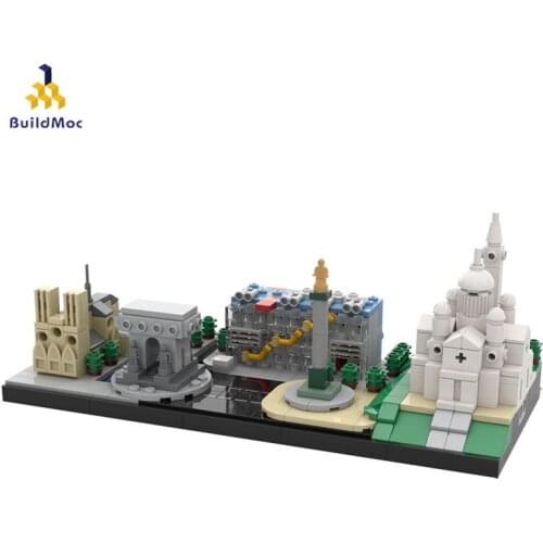 Buildmoc City Buildings Paris Skyline 617pcs Moc Series Modular City Street View Building Building Block Model Kids Toys Gifts