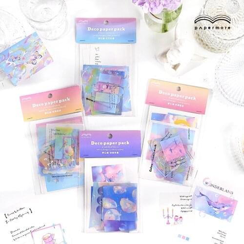 10Sheets Material Paper+ 10Sheets Stickers Neverland Series Scrapbook Material Stickers DIY Diary Decoration Note Paper Memo Pad