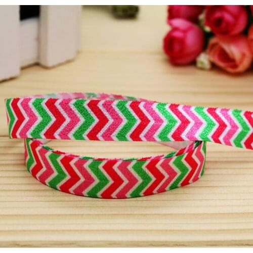DHK 5/8'' 5yards Fold Elastic FOE watermelon chevron printed headband headwear hairband diy decoration OEM Wholesale C440