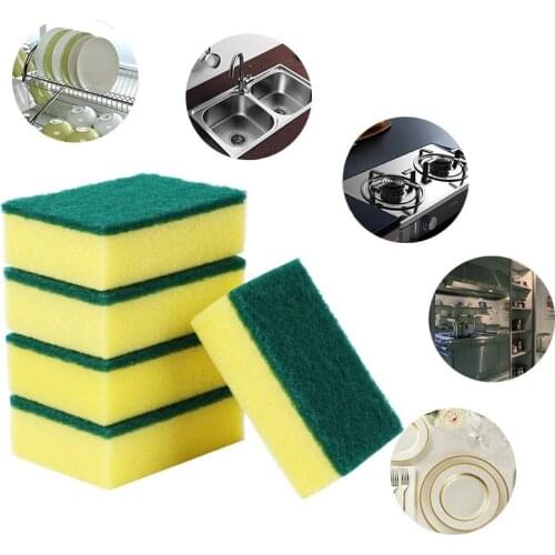 10/20Pc High Density Sponge Scouring Pad Kitchen Cleaning Tool Magic Washing Dishes Wiping Rags Microfiber Cloth Household Tools