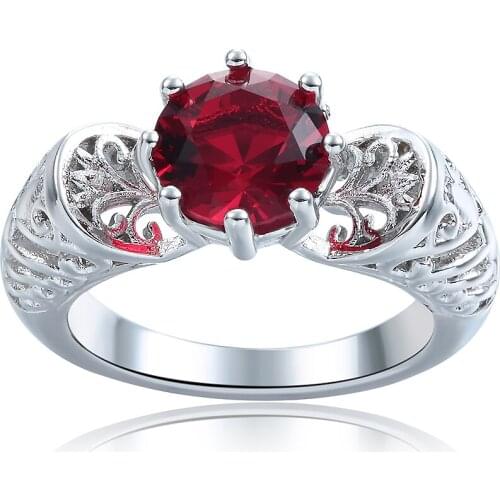 Fashion high quality hollow created red cz rings black gold-color silver plated jewelry for women men wedding holiday cosplay