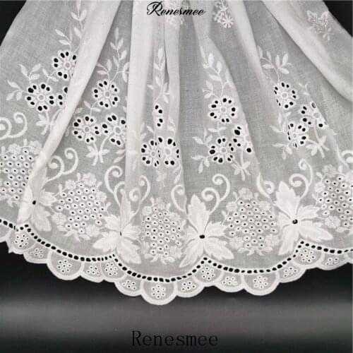 2m Cotton Embroidery Bilateral Positioning Fabric Lace Spring and Summer Girls' Dress DIY Fabric
