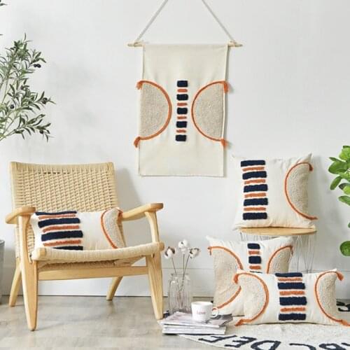 Ethnic Pillow Tribal Boho Woven Tufted Cushion Pillow Super Soft Sham Cushion for Sofa Couch Bedroom Living Decoration Home