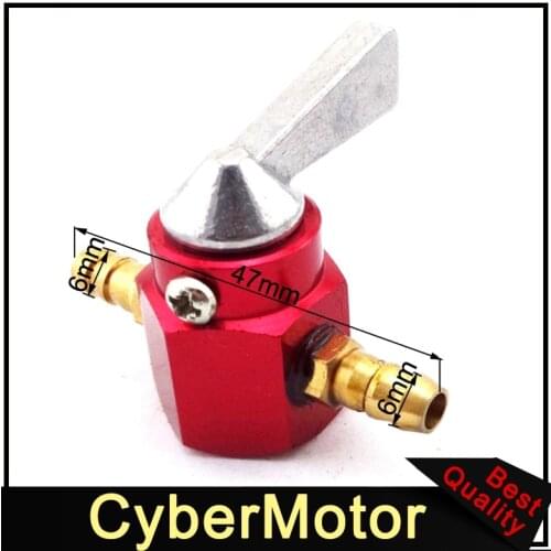 Red 6mm Petrol Gas Fuel Tap Inline Petcock Tank Valve Switch For Vintage Motor Bike Motorcycle ATV Quad 4 Wheeler Pit Dirt Bike