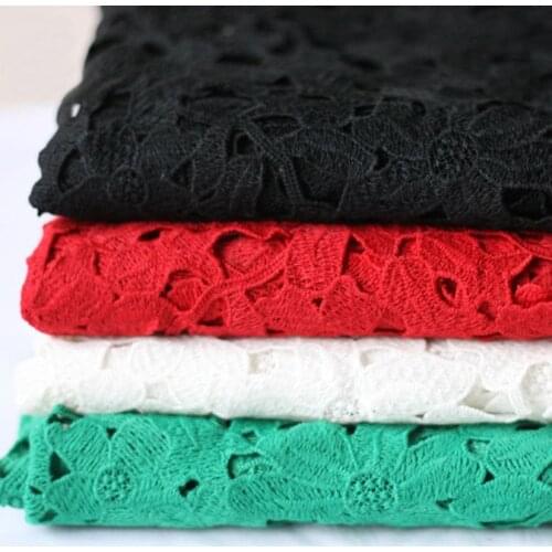 2Yards Red Embroidery Lace Fabric Black Guipure Lace Water Soluble White Cord Laces Green African French Lace Fabric Dentelle