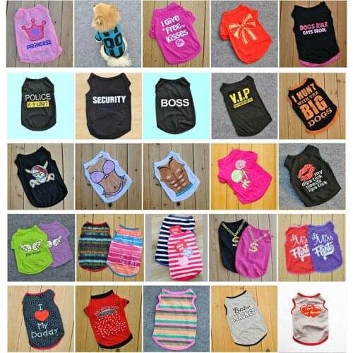 Sun Protection Summer T-shirts Cute Printed Puppy Dogs Chihuahua Vests Clothes Pet Cat Clothes Vest for Cat Small Dogs Costume