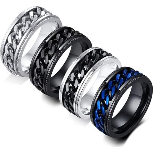 MIQIAO Stainless Steel Titanium Beer Bottle Opener Rotatable Spinning Chains Rings for Men Women Couple Friends Gift Jewelry Vin