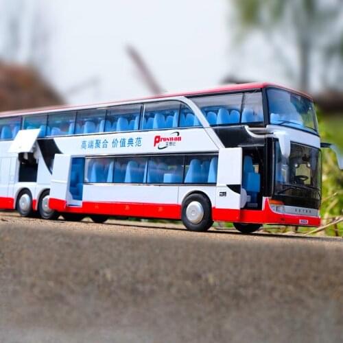 High simulation Alloy metals Toys 1:32 Double Sightseeing Bus Model Cars Flashing Sound Vehicle for Kids Children Birthday Gifts