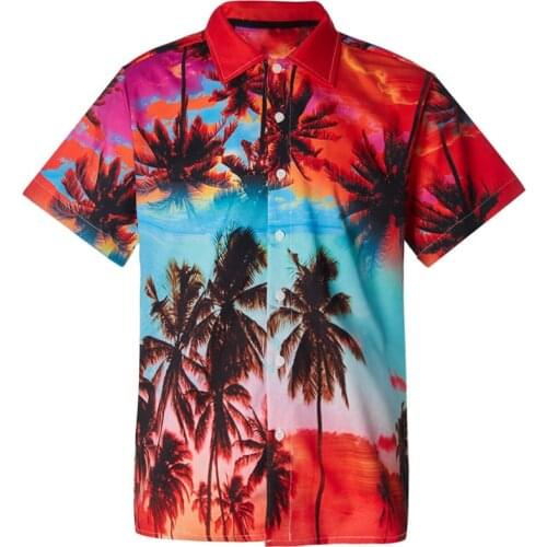 Fashion mens new mens short sleeve Hawaiian style summer mens leisure Beach Hawaiian mens shirt