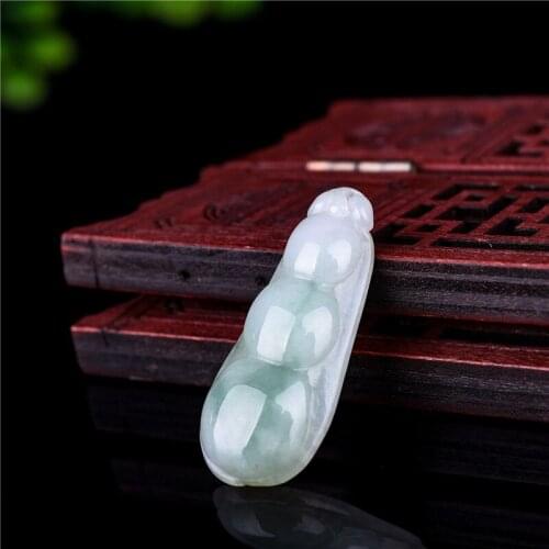 Natural Emerald Four beans Jade Pendant Beads Necklace Charm Jewellery Fashion Hand-Carved Man Woman Luck Amulet Gifts New A96