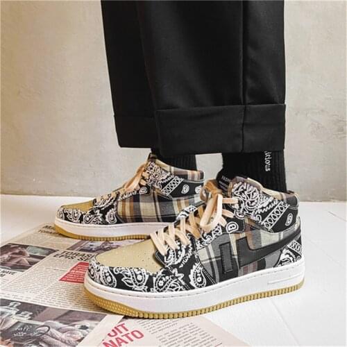 Spring New Cashew Flower Canvas Shoes Increase Mens Shoes Fashion Trend Casual Sports Shoes Breathable Running Shoes Sneakers