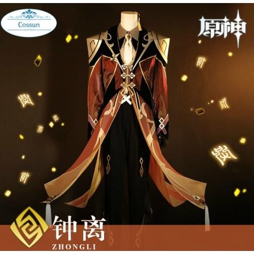 New Arrival Hot Game Genshin Impact Zhongli Cosplay Costume Fashion Handsome Combat Uniform Suits Male Role Play Clothing S-XL
