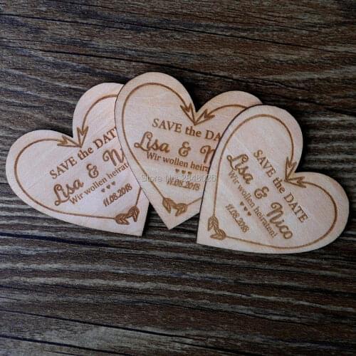 Personalized Heart&arrow save the date magnet, Wedding Favors,Wood save the date magnet