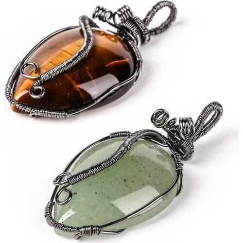1PC Natural stone handmade pendant jewelry with drop shape original stone creative travel commemoration business gift