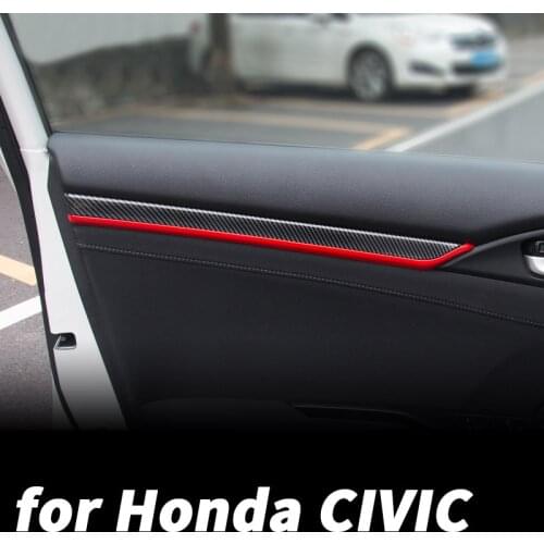 Interior trim strips, door panels modified bright strips accessories For Honda Civic 10th 2016 2017 2018 2019 2020 2021