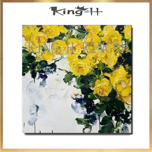 Hand-painted oil painting field planting flowers yellow content abstract modern high quality decorate children room hall porch