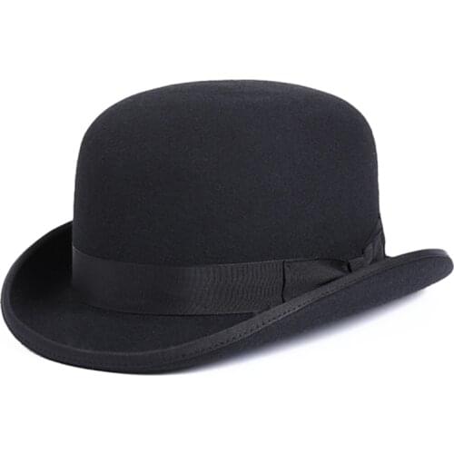 Wool Derby Hat Bowler Felt Hats Black For Men Women
