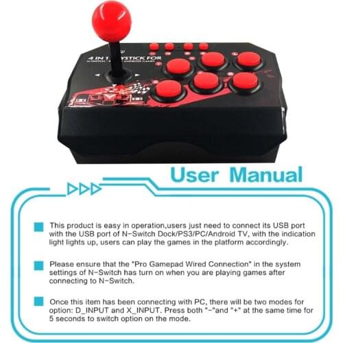 USB Arcade Game Controller Board with Rocker Buttons Joysticks for N-Switch