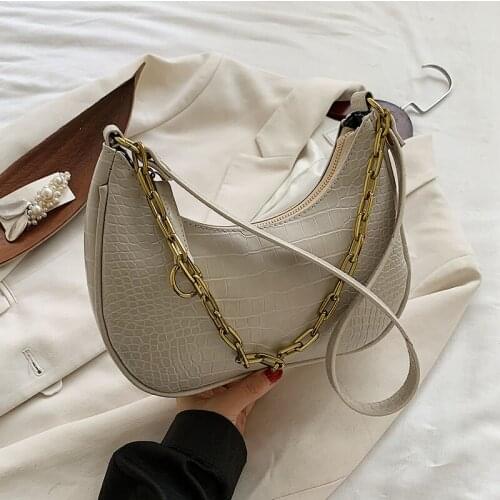 Stone Pattern PU Leather Vintage Armpit Bag 2020 Womens Crossbody Shoulder Handbags Women Travel Branded Designer Hand Bag