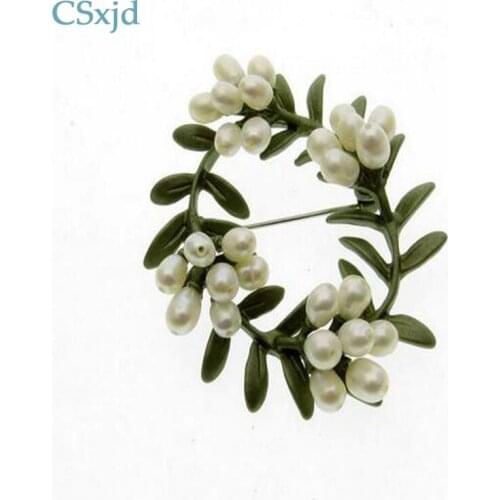 CSxjd Vintage brooches Natural freshwater pearls Wreath shape Womenr Brooches Bridal wedding accessories