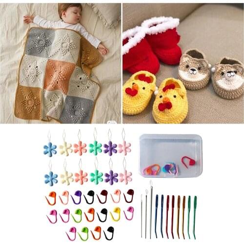 46Pcs/Set Sewing Accessories For Crochet Hook Knitting Needles DIY Needles Arts Craft Weave With Stitch Markers Sewing Tools